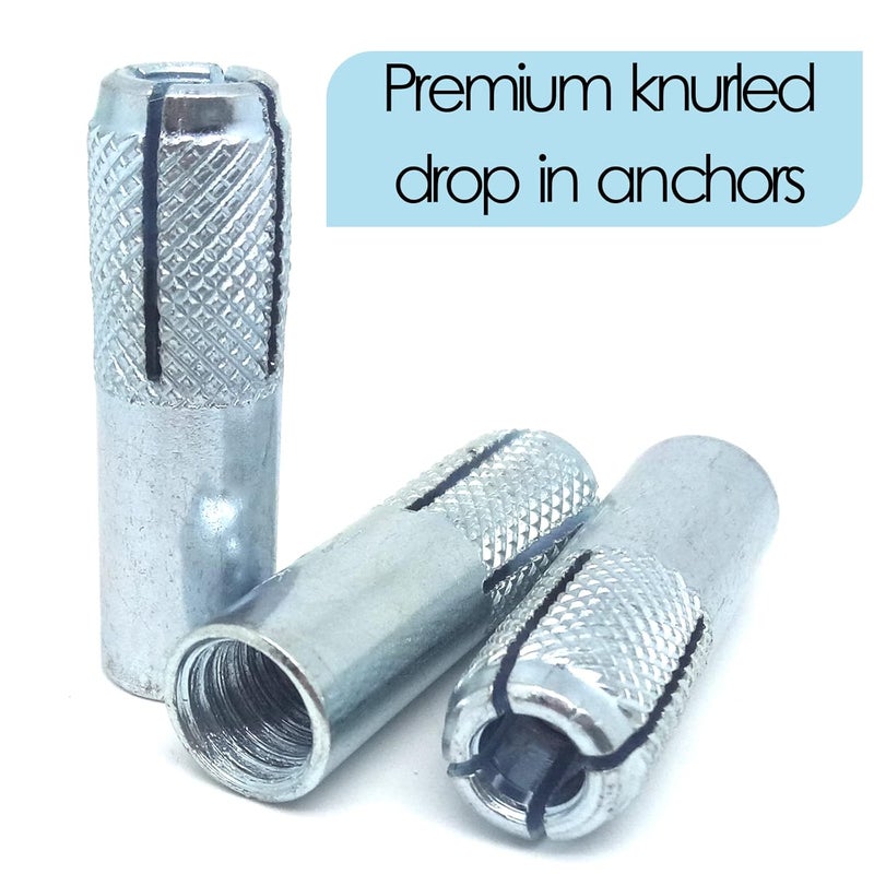 DGZ 10pcs Zinc Plated Metal Knurled Drop in Anchor,Drop-in Anchor Zinc Plated Fasteners (M10) - Image 2